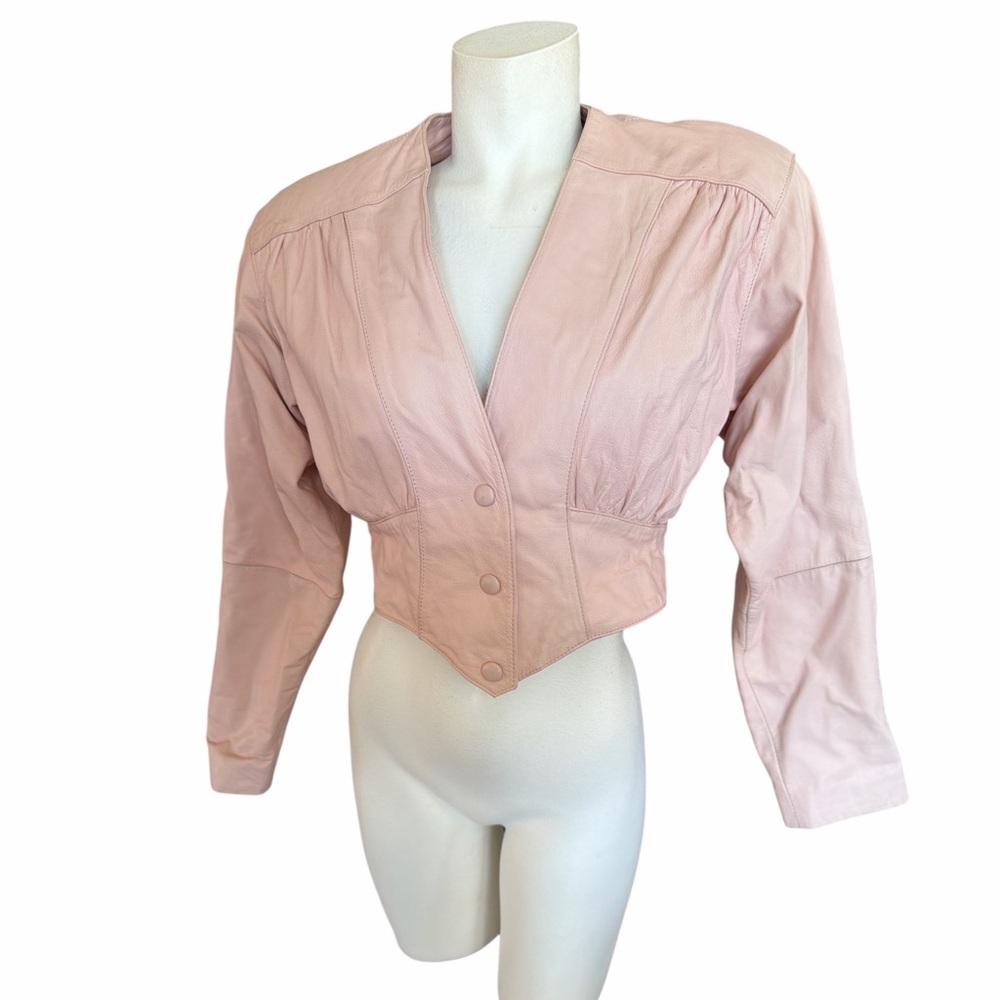 Vintage CHIA pastel Pink Leather Cropped Jacket